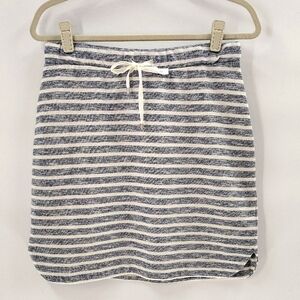 Dakini Skirt Size Medium Gray White Striped Pull-On Drawstring Womens